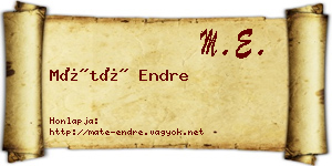 Máté Endre névjegykártya